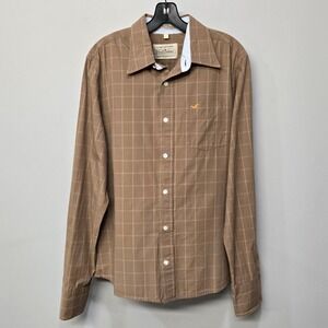 Vintage Y2K Hollister Button Up Shirt Large Brown Plaid Surf Skater Prep Classic